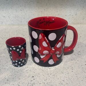 Disney Minnie Mouse Red and Black Polka Dot Mug and Shot Glass Set